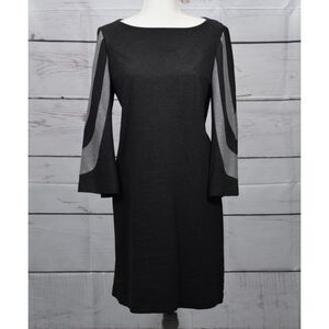 Trina Turk Women's Charcoal Gray Bell Sleeve Hijinx Mini A-Line Dress Size 6 EUC